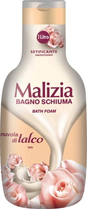 Гель-піна для душу та ванни Релаксуюча Malizia Bagno Schiuma Bath Foam Setificante Nuvola Talco Малізія Розгладження Тальк 1л