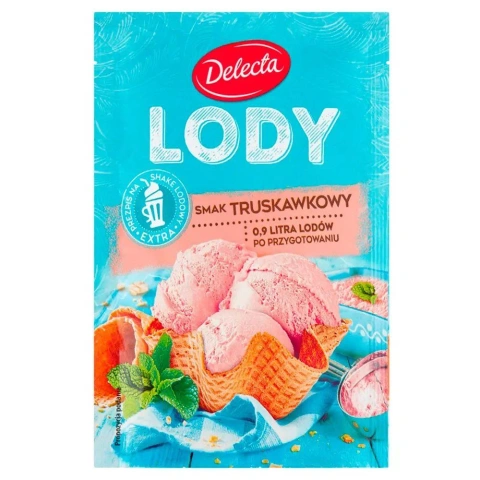 Морозиво сухе Delecta Lody ExtraSmak Truskawkowy Делекта Полуничне Порошкове для приготування Пакетик 57г