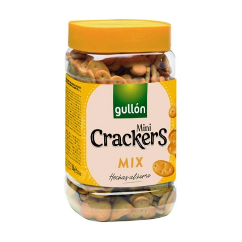 Крекери міні Солоні Gullon mini Crackers Mix Hechos al Homo Гулон Мікс печива різної Форми Банка з кришкою 350г