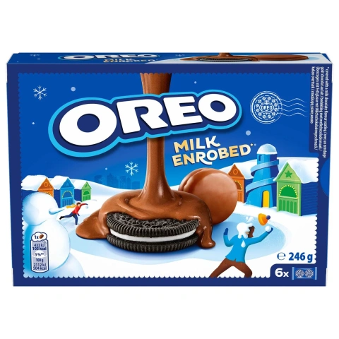 Печиво сендвіч Oreo Milk Enrobed Орео подвійне Полите шоколадним Молочним кремом 6шт Коробка 246г