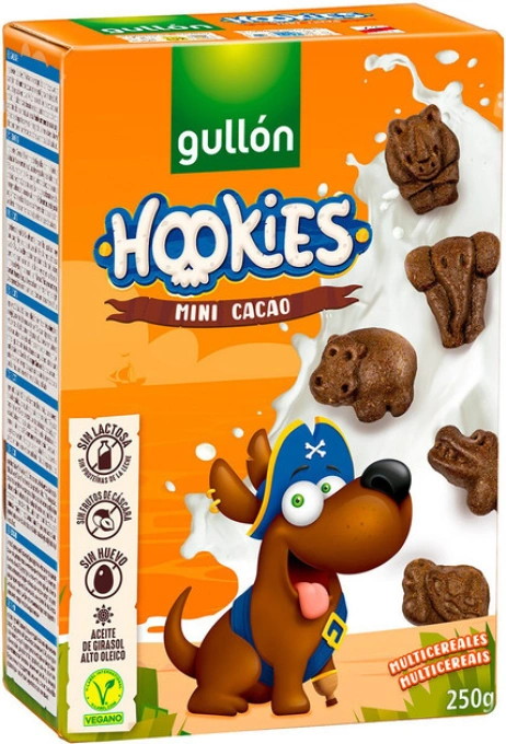 Дитяче печиво Безлактозне Фігурне Gullon Hookies Cacao mini Cereals Гуллон міні Пластівці Злакові мультяшні Герої Коробка 250г