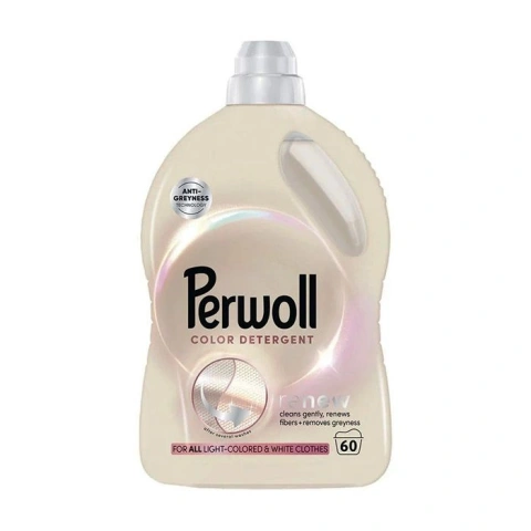 Гель для прання Світлих тканин Perwoll Color Detergent Renew AntiGreyness Перволь від Вицвітання Потускніння Кольор 60прань 3000мл