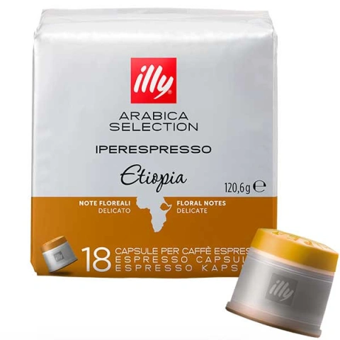 Кава мелена Капсули Illy Arabica Selection Etiopia Iperespresso Delicato Floral notes Іллі Арабіка ноти Квітів Делікат 18шт 120г