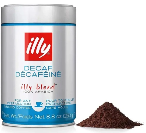 Кава мелена без Кофеїну Illy Decaffeinato Ground Blend 100% Arabika Іллі Декафеінато Арабіка метал Банка 250г