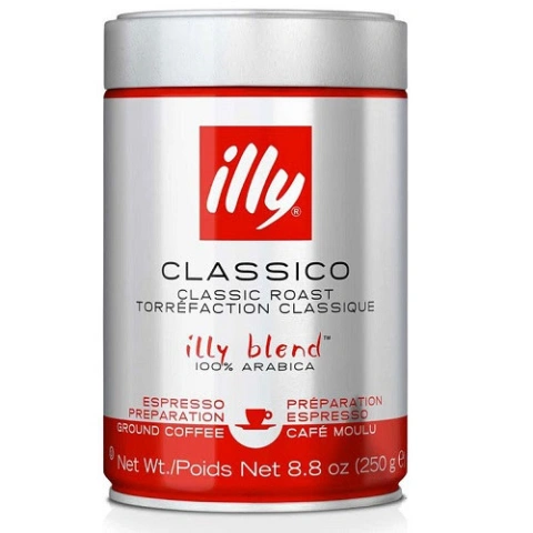 Кава мелена Illy Classico Roast Classic Blend 100% Arabika Ground Coffebeans Іллі Классік Арабіка метал Банка 250г