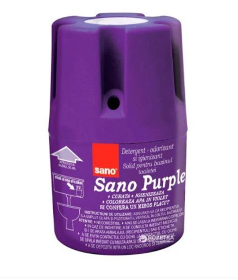 Засіб в Бачок для чищення та дезинфекції Унітазів Sano Detergent solid Odorant Purple Сано блок з Ароматизацією 900 змивань 150г