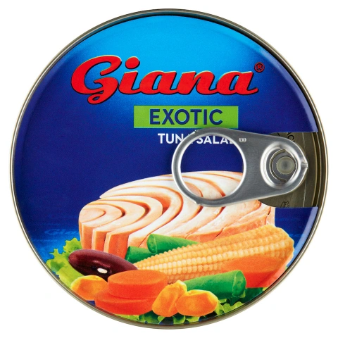 Салат з Тунця з Овочами Giana Exotic Tuna salad Джіана філе Тунця з Оливками кукурудзою та зеленню Євробанка 185г