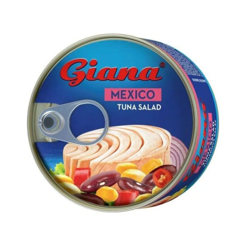 Салат з Тунця з Овочами Giana Mexico Tuna salad Джіана філе Тунця з Квасолею кукурудзою та Солодким перцем Євробанка 185г