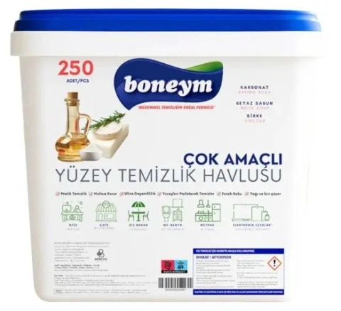 Серветки для прибирання Універсальні Професійні Boneym cok amacli Marsiglia Бонейм Вологі Марсельське мило Відро з Клапаном 250шт