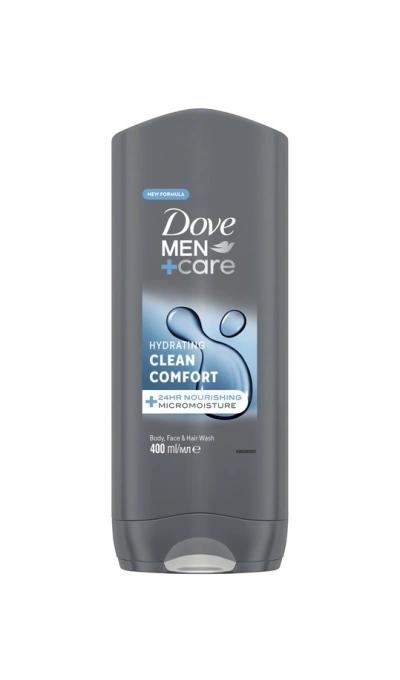 Шампунь та Гель для душа Зволожуючий Dove Men+Care Hydrating Clean Comfort 24h Micromoisture Дав чистий комфорт Живлення 400мл