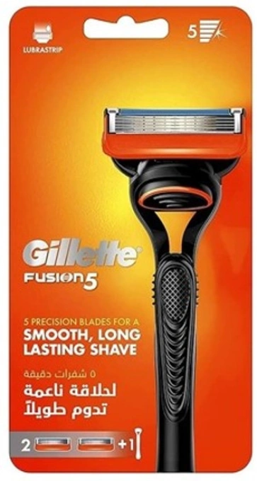 Набір Бритва для гоління та Касети Чоловіча Gillette Fusion5 Long lasting Shave Джілет Фьюжин Змащувальна змужка 5лез 2шт