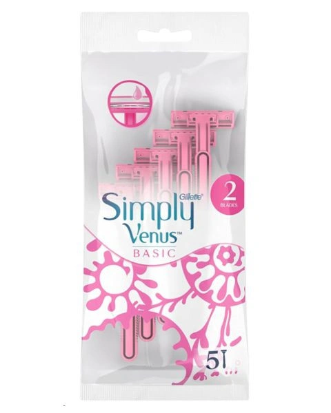Бритви для гоління Жіночі Gillette Simply Venus Basic станки одноразові Змащувальна змужка 2леза 5шт