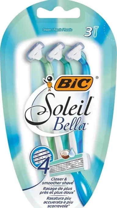 Бритви для гоління Жіночі Bic Soleil Bella Бік Белла Солейл станки одноразові Змащувальна змужка 4леза 3шт