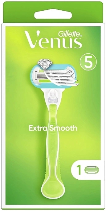 Бритва для гоління Жіноча Gillette Venus Extra Smooth Вінус з Алмазним покриттям одноразова Змащувальна змужка 5лез 1шт