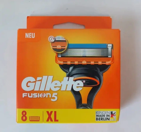 Касети Леза змінні Бритви Чоловічі Gillette Fusion5 Cartrige Джілет Фьюжн5 Картріджі одноразові Змащувальна змужка 5лез 8шт