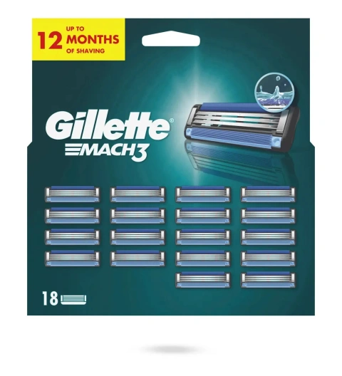 Касети Леза змінні Бритви для гоління Чоловічі Gillette Mach3 Cartrige Джілет Картріджі одноразові Змащувальна змужка 3леза 18шт