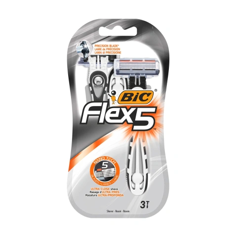 Бритви для гоління Чоловічі Bic Flex5 Nano Бік Флекс5 Нано станки змінні головки Змащувальна змужка 5лез 3шт