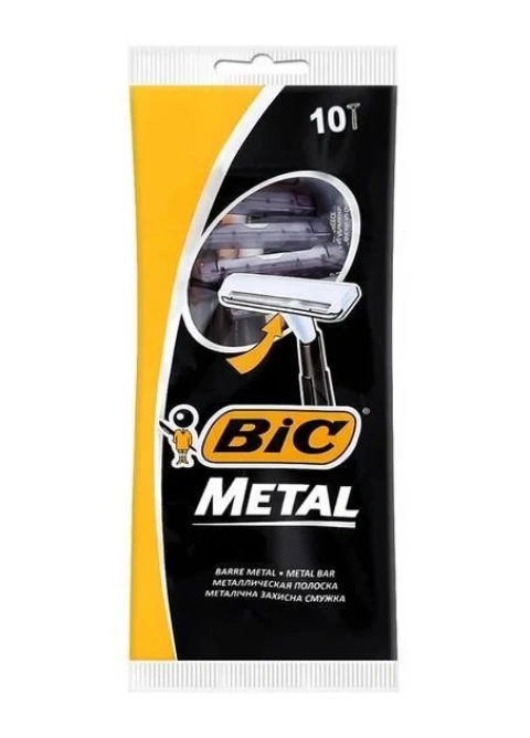 Бритви для гоління Чоловічі Bic Metal10 Бік Метал одноразові станки Змащувальна змужка 1лезо 10шт