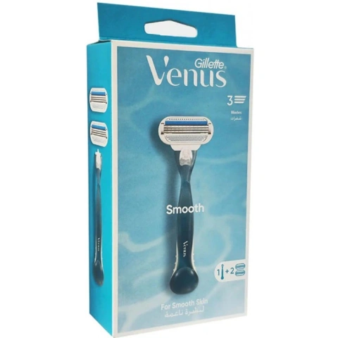 Бритва для гоління Жіноча Gillette Venus Smooth Вінус Гладенька шкіра одноразова Змащувальна змужка 3леза 2касети 1шт