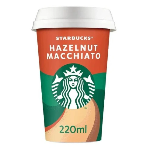 Кава охолоджена в Дорогу Starbucks Hazelnut Macchiato Старбакс Напій Маккіато рідкий Смак лісового горіха Стакан з кришкою 220мл