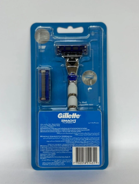 Набір Бритва для гоління та Касети Чоловіча Gillette Mach3 Turbo Джілет Мак3 Турбо Змащувальна змужка 3леза 2шт