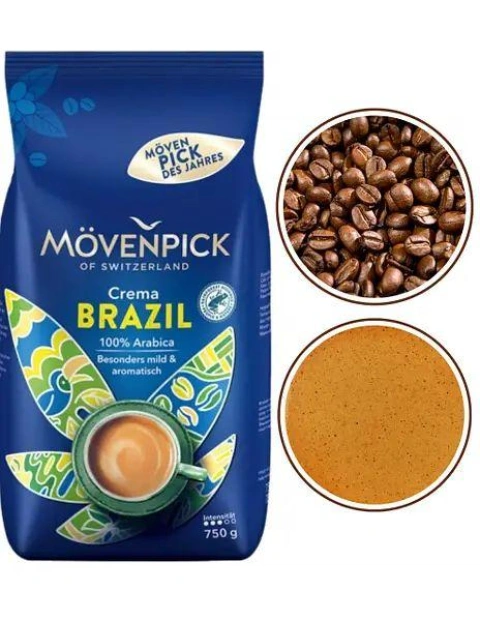 Кава в зернах Movenpick Crema Brazil 100% Arabica Medium Мовенпік Бразилія Крема Арабіка Середня міцність 750г