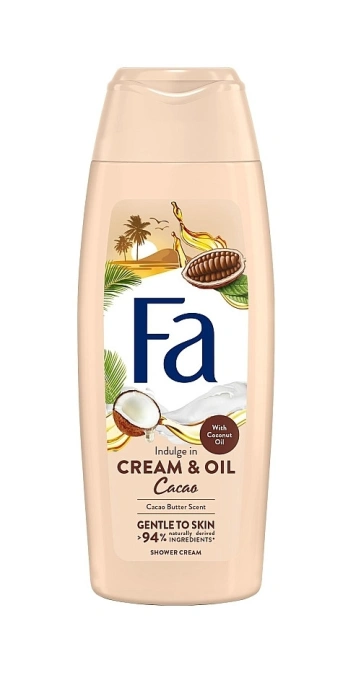 Гель Крем для душу Жіночий Fa indulge Cream&Oil Cacao Butter Scent Coconut Oil Shower Cream Фа екстракт кокосової олії 400мл