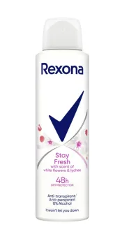 Жіночий аерозоль Антиперспірант Спрей Rexona Stay Fresh White Flowers&Lychee Scent 48h Рексона Залишайся свіжою Білі квіти 150мл