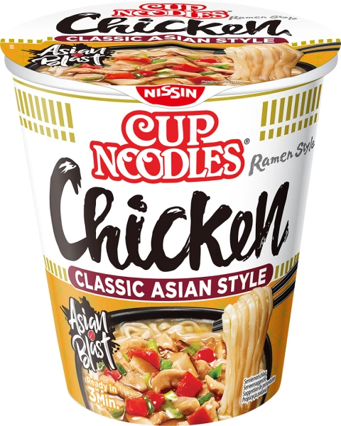 Локшина для Рамену Швидкого приготування Nissin Cup noodles Asian Style Chicken Суп з макаронами смак Курка Стакан 64г