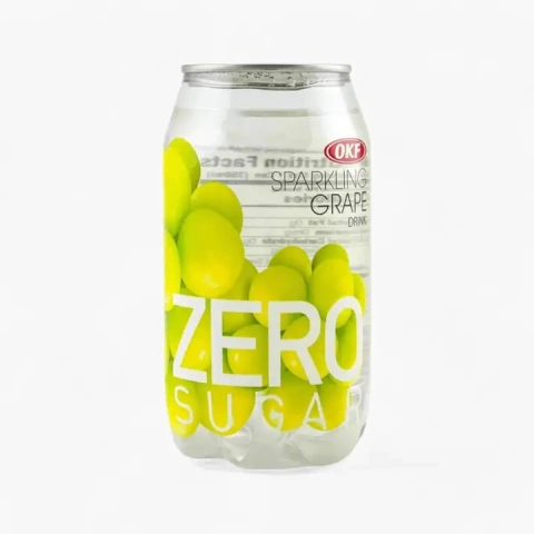 Напій газований освіжаючий Без Цукру OKF Sparkling Grape Zero Sugar Окф Ігристий зелений Виноград Баночка 350мл