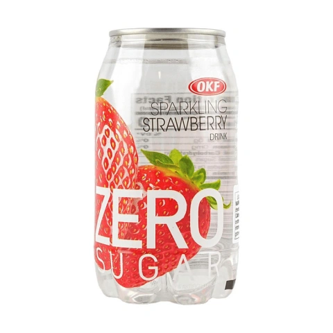 Напій газований освіжаючий Без Цукру OKF Sparkling Strawberry Zero Sugar Окф Ігриста Полуниця Баночка 350мл