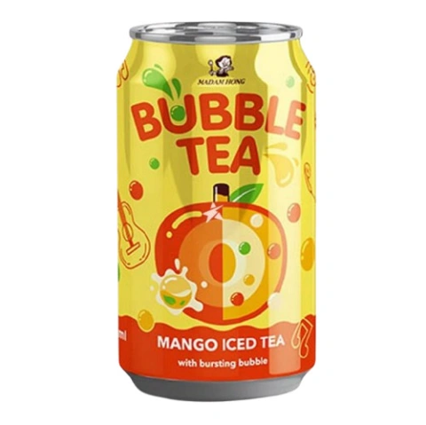 Напій Чай охолоджений з соком Madam Hong Lady Boba Bubble Iced Tea Mango with Bursting Bubble Мадам Хонг Манго Банка 315мл