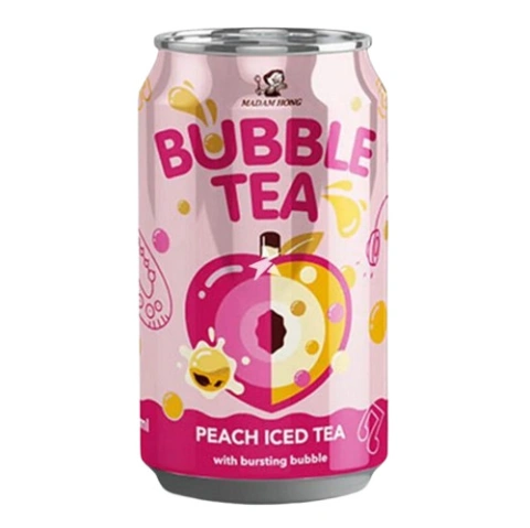 Напій Чай охолоджений з соком Madam Hong Lady Boba Bubble Iced Tea Peach with Bursting Bubble Мадам Хонг Персиковий Банка 315мл