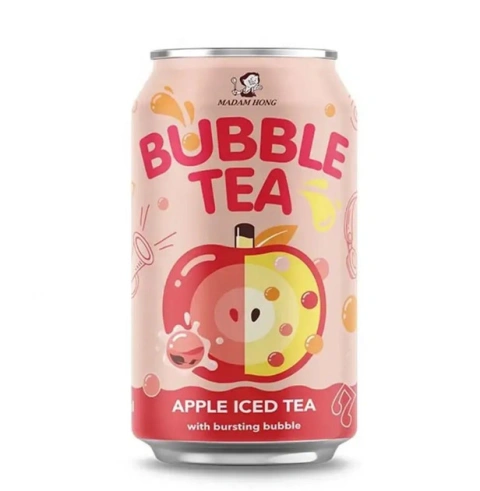 Напій Чай охолоджений з соком Madam Hong Lady Boba Bubble Iced Tea Apple with Bursting Bubble Мадам Хонг Яблучний Банка 315мл