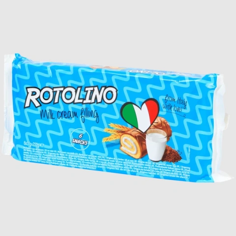 Тістечка міні рулети шоколадні Balconi Rotolino Milk cream Filling Snacks Балконі Ротоліно з вершково-молочним кремом 6шт 222г