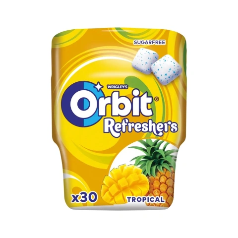 Жувальна гумка Подушки без Цукру Wrigleys Orbit Refresher Tropical Pineapple Орбіт жуйка жовта БаблГам Тропік Ананас Коробка 30шт