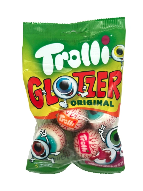 Жувальні гумки у формі Очей Trolli Glotzer Original Sour splash Gummy Тролі шари Кислувата рідка начинка 4шт 75г