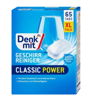 Капсули для Посудомийних машин Denkmit Geschirr Reiniger Classic Power Tabs XXL Денкміт таблетки Класична сила Безфосфатні 65шт