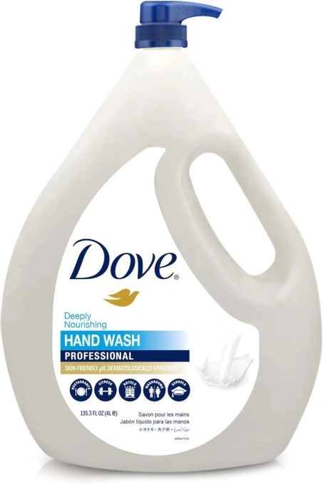 Мило-крем рідке з Дозатором Глибоке живлення Dove Hand Wash Professional Дав нейтральний pH Лагідне до шкіри Перезаправляєме 4л