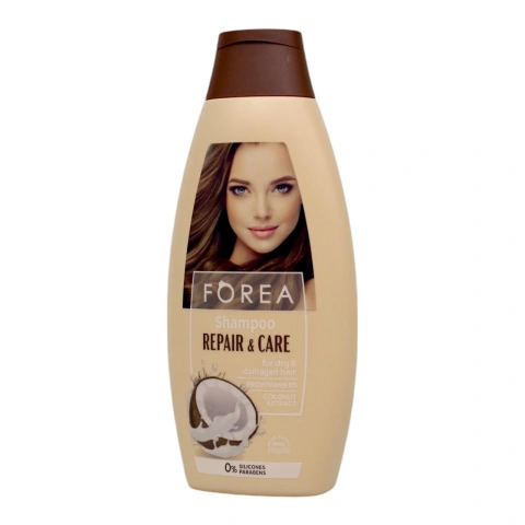 Шампунь для сухого та Пошкодженого волосся Forea Repair&Care Coconut Provitamin B5 Фореа екстракт Кокосу без Силіконів 500мл