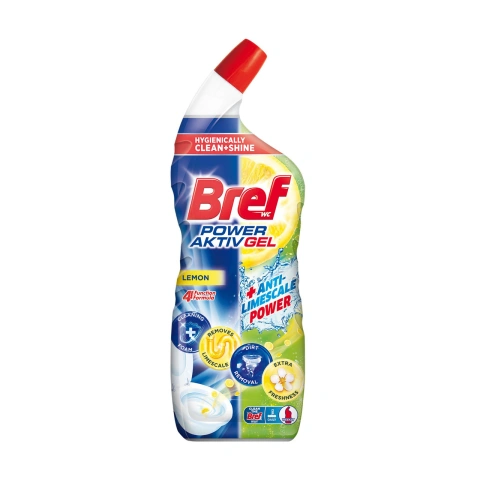 Гель для чищення унітазів Bref Power Aktiv Gel WC Anti Limescale Lemon Бреф очищувач Антиналіт аромат Лимон 700мл