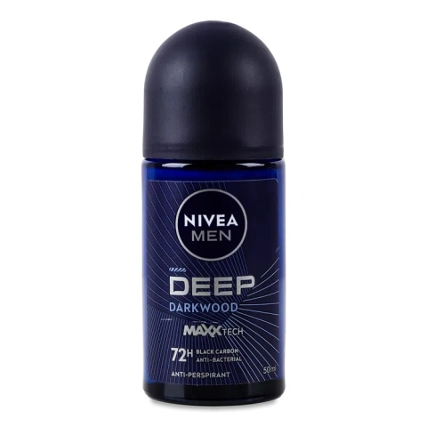 Антиперспірант Шариковий Nivea MEN Deep Darkwood Black Carbon Maxx Tech Antibacterial 72h Нівеа Чорний Карбон Деревне Вугілля 50мл