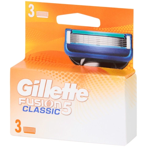 Касети Леза змінні Бритви Чоловічі Gillette Fusion5 Classic Cartrige Джілет Фьюжн Картріджі одноразові Змащувальна змужка 5лез 3шт
